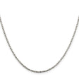 925 White Gold 1.75 mm Box Chain Necklace, Polished