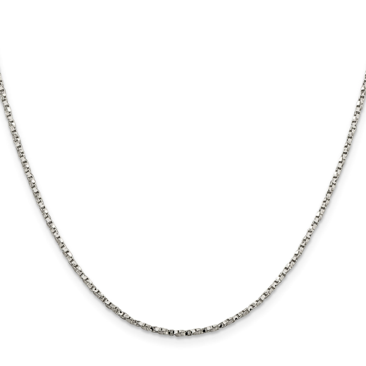 925 White Gold 1.75 mm Box Chain Necklace, Polished