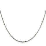 925 White Gold 1.75 mm Box Chain Necklace, Polished