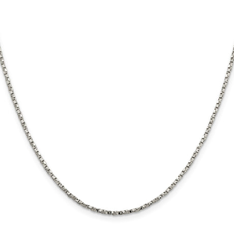 925 White Gold 1.75 mm Box Chain Necklace, Polished