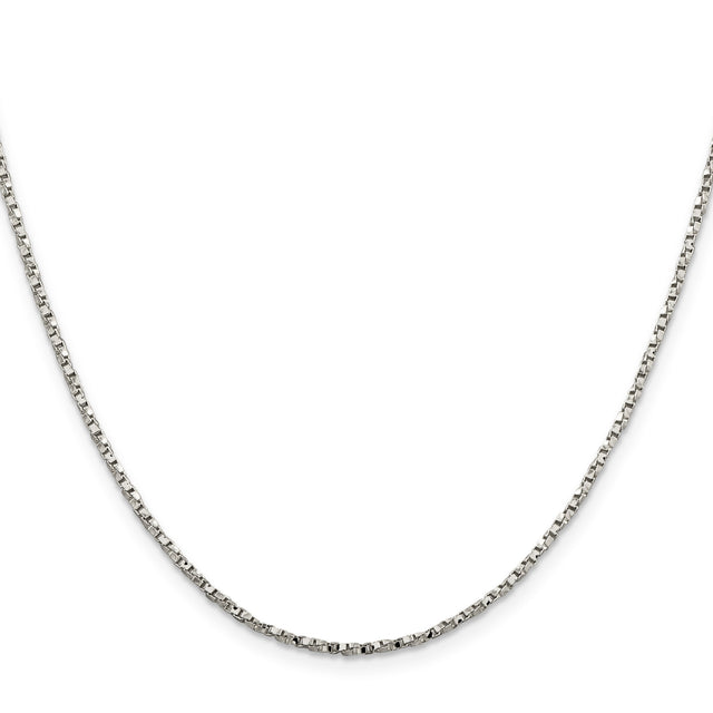 925 White Gold 1.75 mm Box Chain Necklace, Polished