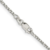 925 White Gold 1.75 mm Box Chain Necklace, Polished alternate angle