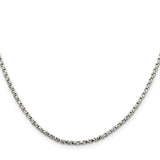 925 White Gold 2.25 mm Box Chain Necklace, Polished