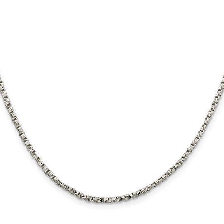 925 White Gold 2.25 mm Box Chain Necklace, Polished