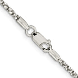 925 White Gold 2.25 mm Box Chain Necklace, Polished alternate angle