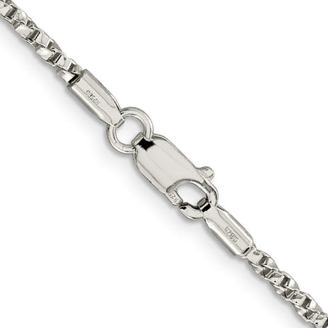 925 White Gold 2.25 mm Box Chain Necklace, Polished alternate angle