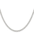925 White Gold 3 mm Curb Chain Necklace, Polished