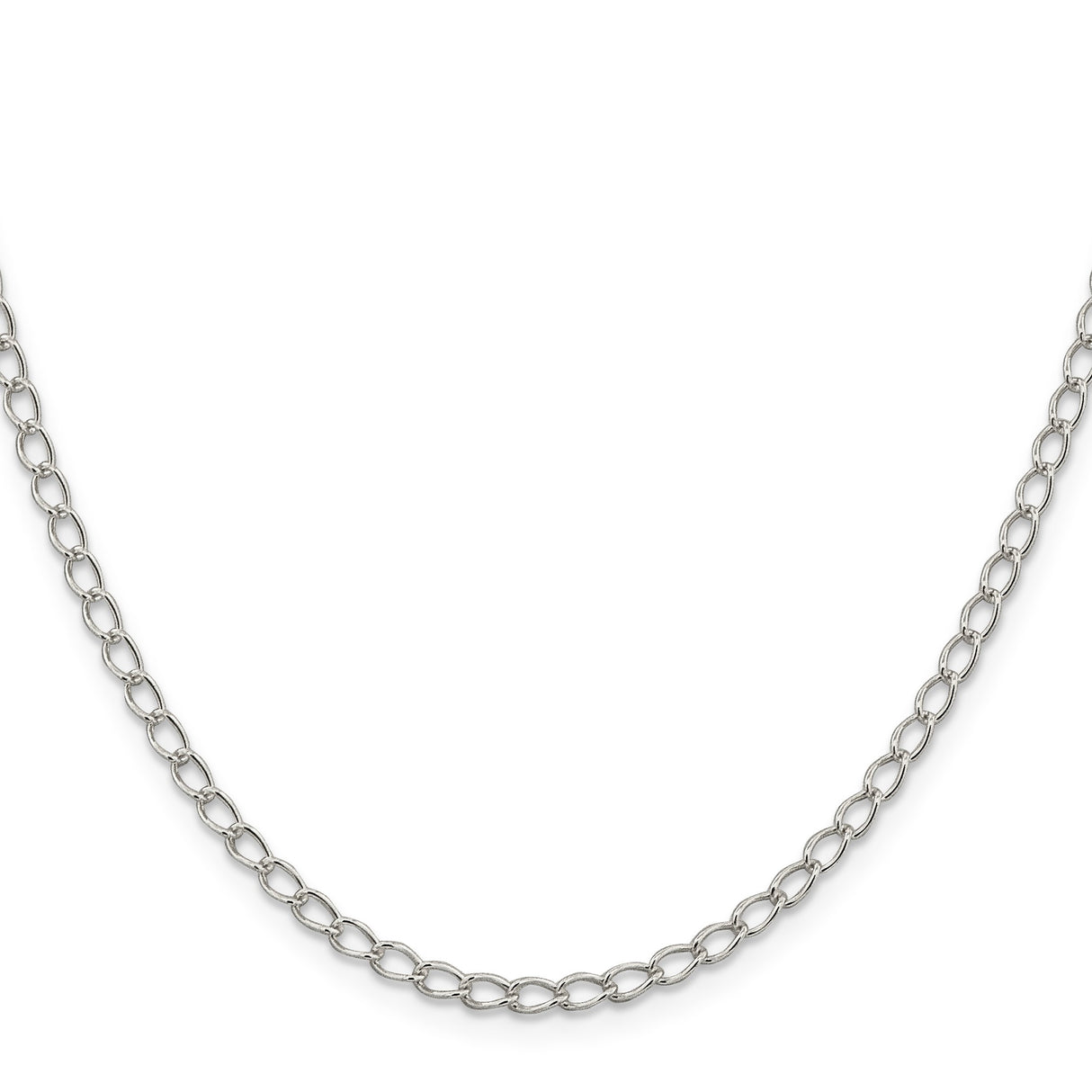 925 White Gold 3 mm Curb Chain Necklace, Polished