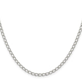925 White Gold 3 mm Curb Chain Necklace, Polished