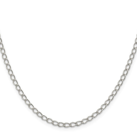 925 White Gold 3 mm Curb Chain Necklace, Polished