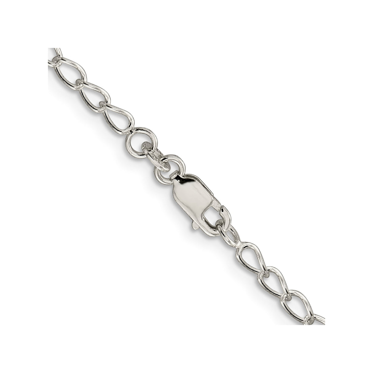 925 White Gold 3 mm Curb Chain Necklace, Polished alternate angle