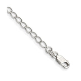 925 White Gold 3 mm Curb Chain Anklet, Polished shown for scale