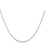 925 White Gold 0.6 mm Box Chain Necklace, Polished