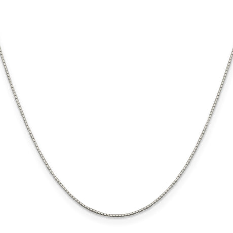 925 White Gold 0.6 mm Box Chain Necklace, Polished
