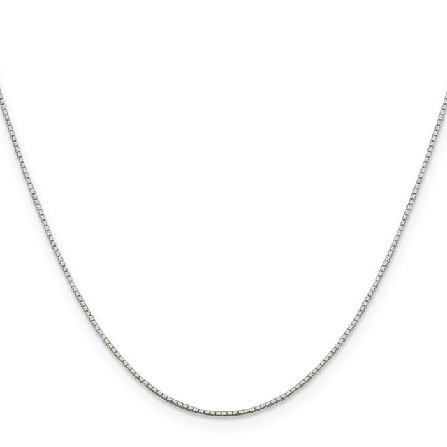 925 White Gold 0.6 mm Box Chain Necklace, Polished