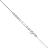 925 White Gold 0.6 mm Box Chain Necklace, Polished detail view