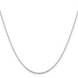 925 White Gold 0.6 mm Box Chain Necklace, Polished