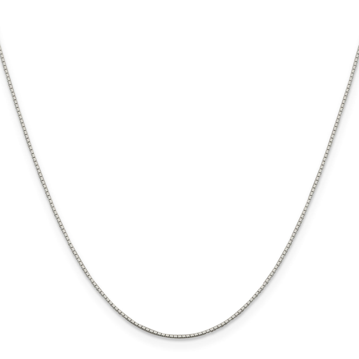 925 White Gold 0.6 mm Box Chain Necklace, Polished