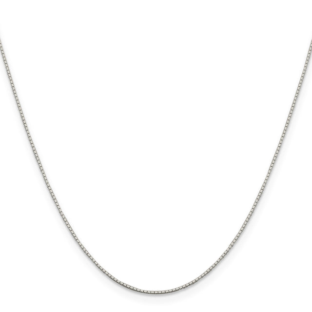 925 White Gold 0.6 mm Box Chain Necklace, Polished