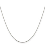 925 White Gold 0.6 mm Box Chain Necklace, Polished