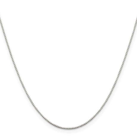 925 White Gold 0.6 mm Box Chain Necklace, Polished