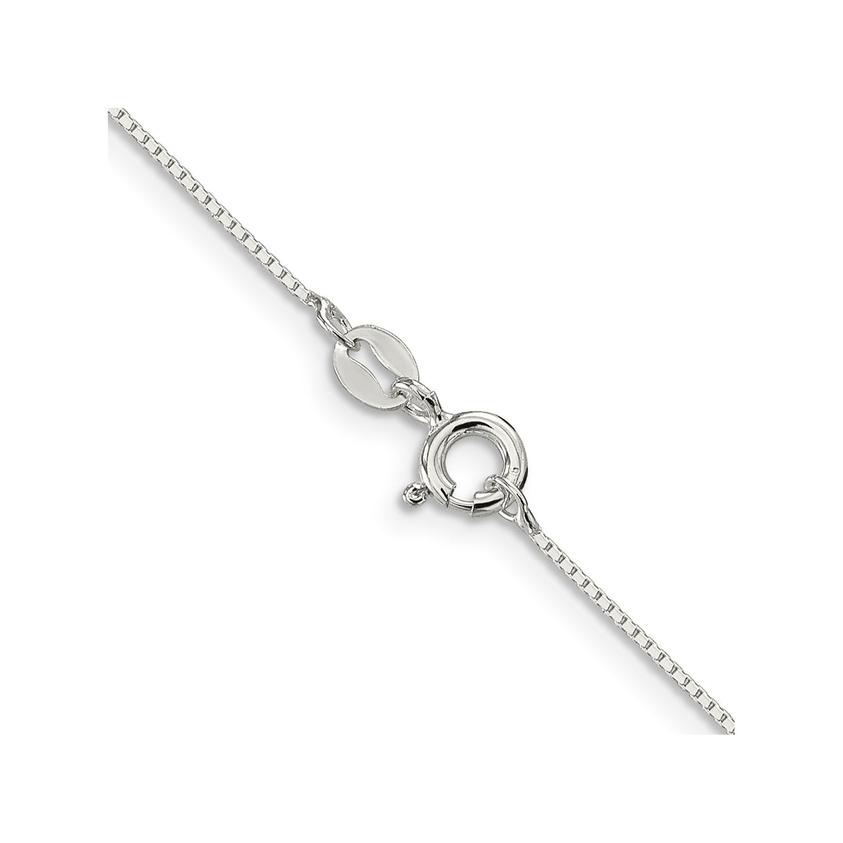 925 White Gold 0.6 mm Box Chain Necklace, Polished alternate angle