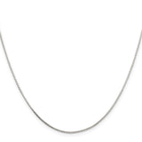 925 White Gold 0.7 mm Box Chain Necklace, Polished