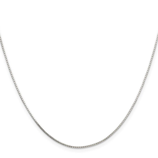 925 White Gold 0.7 mm Box Chain Necklace, Polished