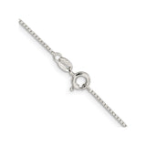 925 White Gold 0.7 mm Box Chain Necklace, Polished alternate angle