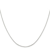 925 White Gold 0.6 mm Box Chain Necklace, Polished