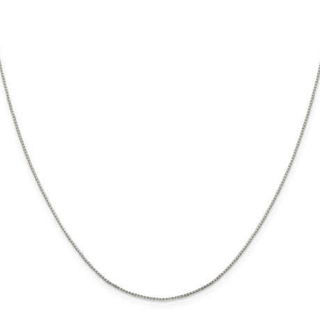 925 White Gold 0.6 mm Box Chain Necklace, Polished