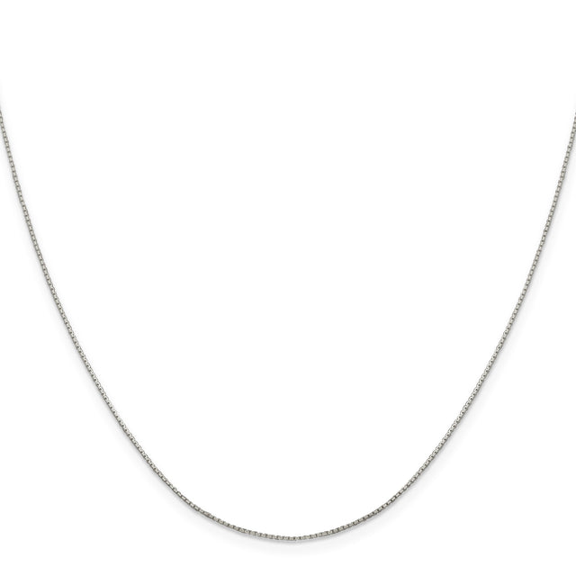925 White Gold 0.6 mm Box Chain Necklace, Polished