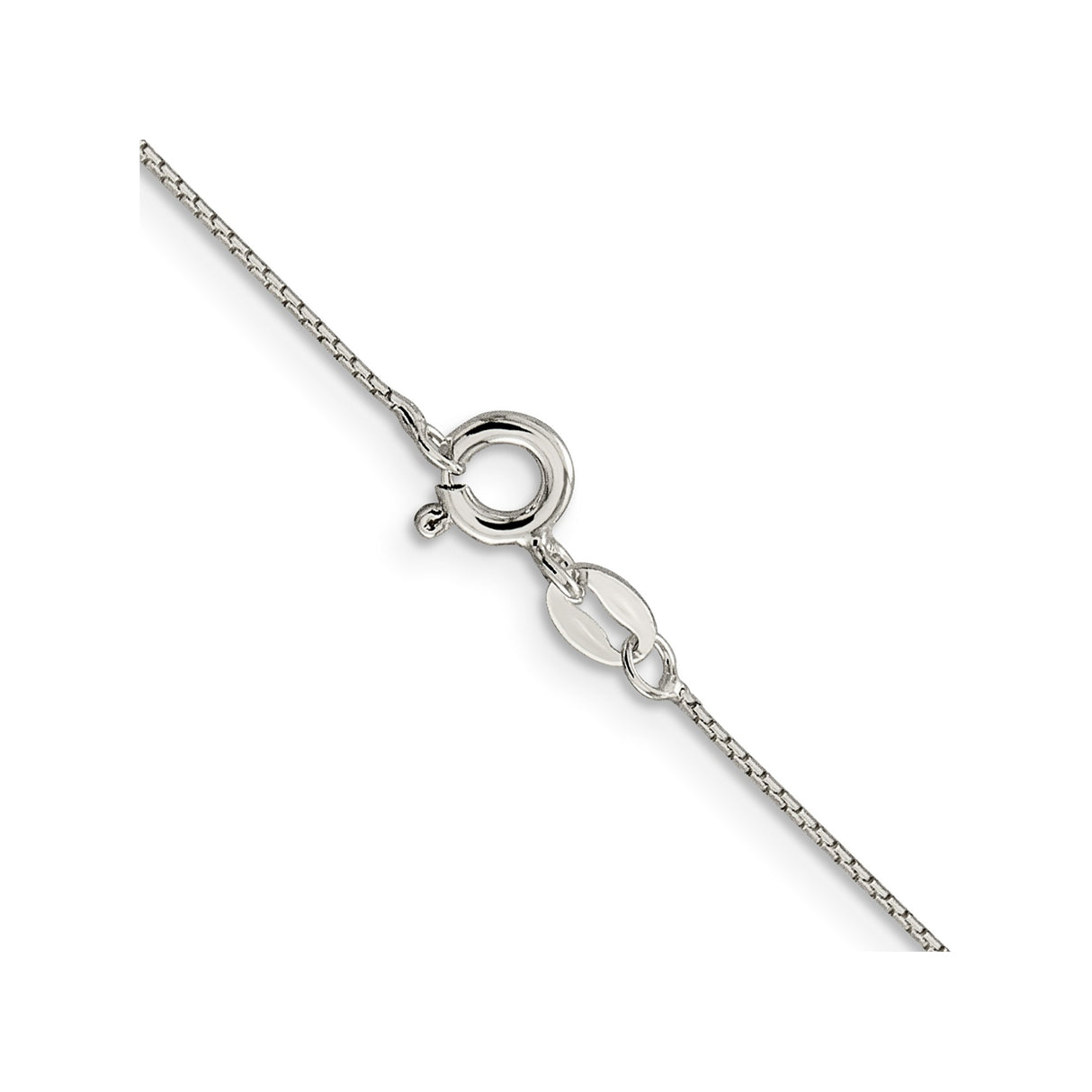 925 White Gold 0.6 mm Box Chain Necklace, Polished alternate angle