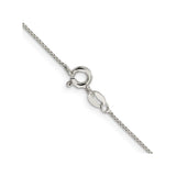 925 White Gold 0.6 mm Box Chain Necklace, Polished alternate angle