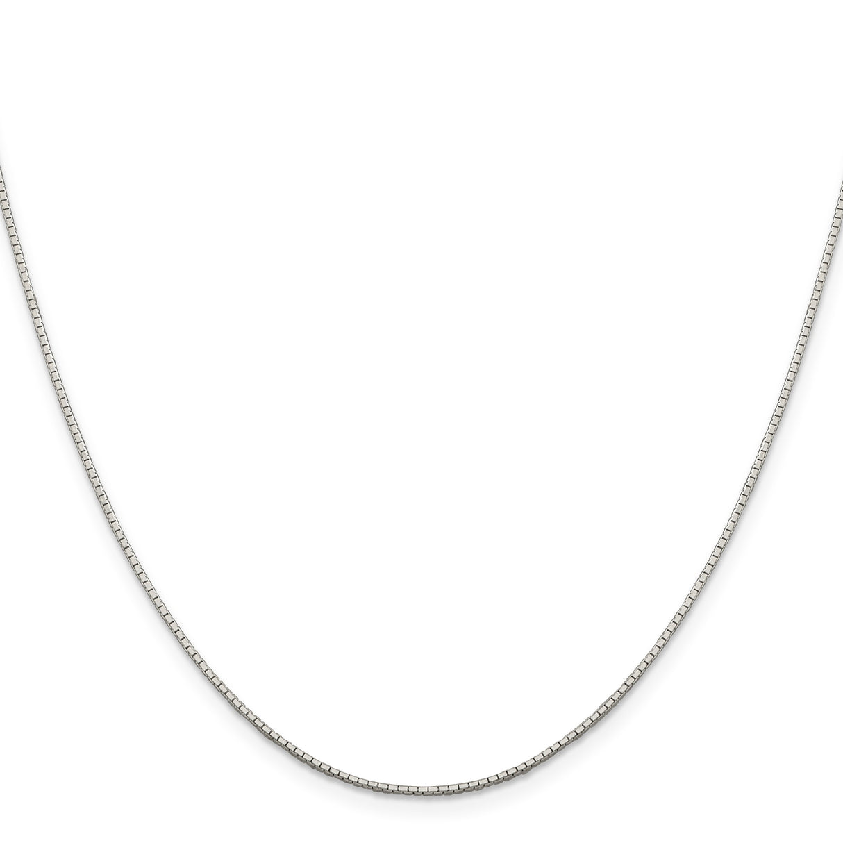 925 White Gold 0.9 mm Box Chain Necklace, Polished