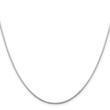 925 White Gold 0.9 mm Box Chain Necklace, Polished