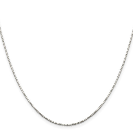 925 White Gold 0.9 mm Box Chain Necklace, Polished