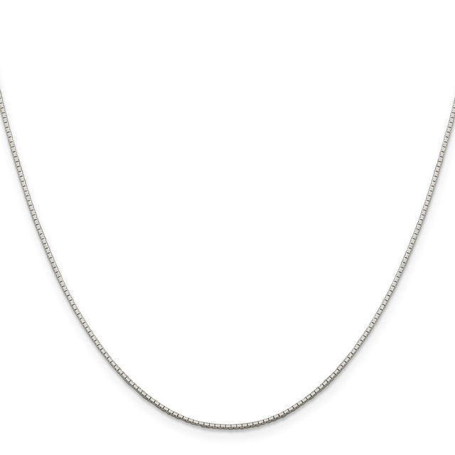 925 White Gold 0.9 mm Box Chain Necklace, Polished