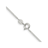 925 White Gold 0.9 mm Box Chain Necklace, Polished alternate angle