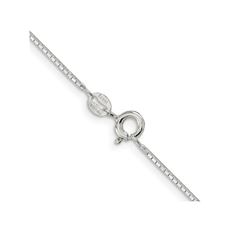 925 White Gold 0.9 mm Box Chain Necklace, Polished alternate angle