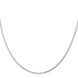 925 White Gold 1.2 mm Box Chain Necklace, Polished