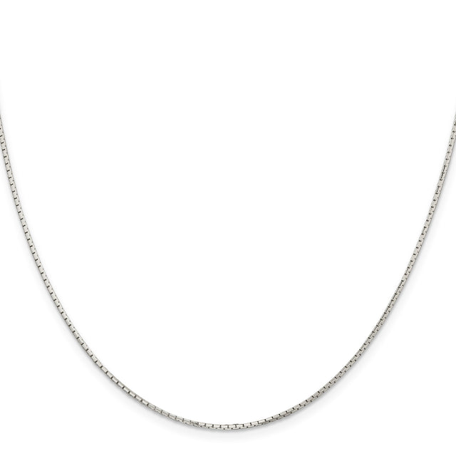 925 White Gold 1.2 mm Box Chain Necklace, Polished