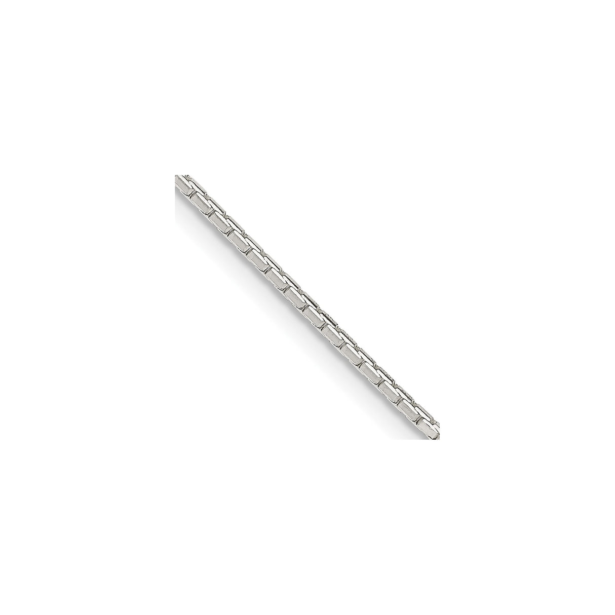 925 White Gold 1.2 mm Box Chain Necklace, Polished detail view