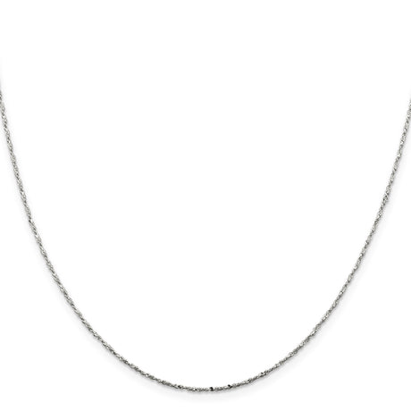 925 White Gold 1 mm Polished Chain Necklace, Solid