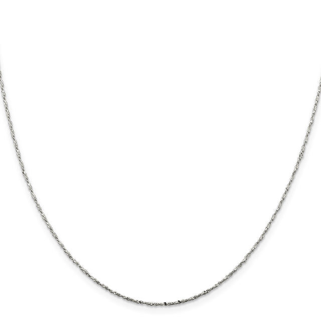 925 White Gold 1 mm Polished Chain Necklace, Solid