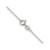 925 White Gold 1 mm Polished Chain Necklace, Solid alternate angle