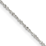 925 White Gold 1 mm Polished Chain Necklace, Solid detail view