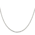 925 White Gold 1.6 mm Polished Chain Necklace, Solid