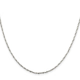 925 White Gold 1.6 mm Polished Chain Necklace, Solid