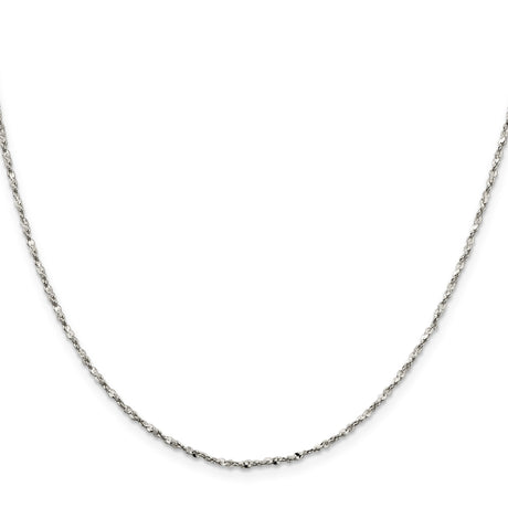 925 White Gold 1.6 mm Polished Chain Necklace, Solid